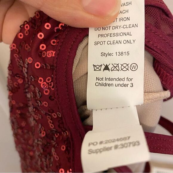 WEISSMAN Dance Costume burgundy fringe The Coolest Thing Ever 13815 LC child - Picture 7 of 9